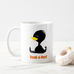 Beak-a-Boo! Cute Cartoon Duck with Funny Pun Coffee Mug