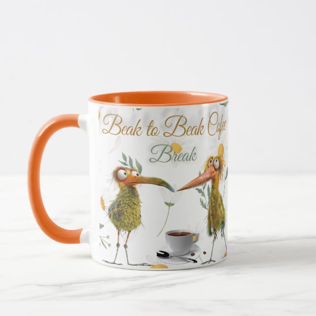 Beak to Beak Coffee Break - Drôle Bird Coffee Mug (Gauche)