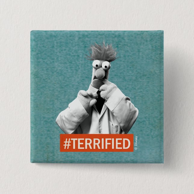 Beaker | #Terrified 2 Inch Square Button (Front)