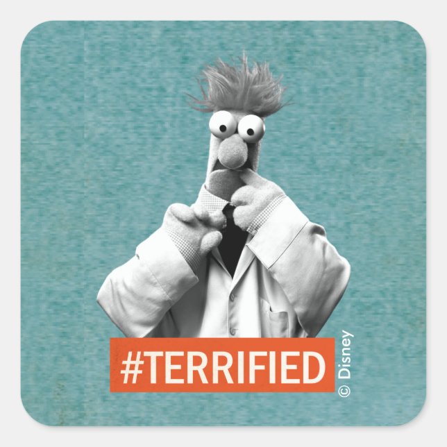 Beaker | #Terrified Square Sticker (Front)