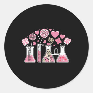 Beaker Test Tube Heart Laboratory Valentines  Classic Round Sticker