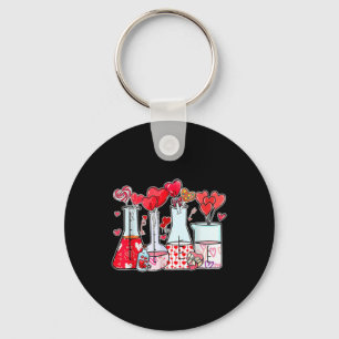 Beaker Test Tube Heart Laboratory Valentines Scien Keychain