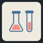 Beaker & Test Tube Science Theme Square Sticker<br><div class="desc">Stickers with a cute drawing of a test tube and beaker. Perfect for science types.</div>