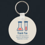 Beaker & Test Tube Science Themed Birthday Keychain<br><div class="desc">A birthday favour key chain for a science themed party.  A cute drawing of a test tube and beaker. Perfect for science types.</div>