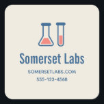 Beaker & Test Tube Science Themed Business Square Sticker<br><div class="desc">Business stickers with a cute drawing of a test tube and beaker.</div>