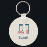 Beaker & Test Tube Science Themed Keychain<br><div class="desc">A key chain with a cute drawing of a test tube and beaker. Perfect for science types.</div>