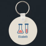 Beaker & Test Tube Science Themed Keychain<br><div class="desc">A key chain with a cute drawing of a test tube and beaker. Perfect for science types.</div>