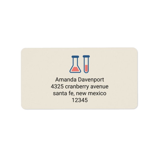 Beaker & Test Tube Science Themed  Label (Front)