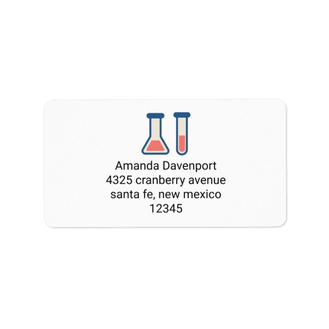 Beaker & Test Tube Science Themed Label (Front)