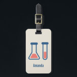 Beaker & Test Tube Science Themed Luggage Tag<br><div class="desc">A luggage tag with a cute drawing of a test tube and beaker. Perfect for science types.</div>