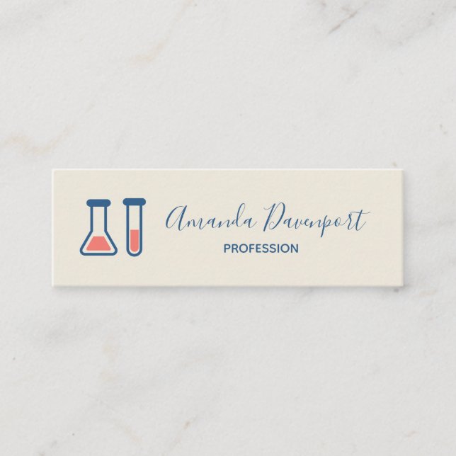 Beaker & Test Tube Science Themed Mini Business Card (Front)