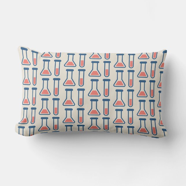 Beaker & Test Tube Science Themed Pattern Lumbar Pillow (Front)