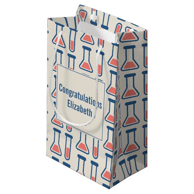  Beaker & Test Tube Science Themed Small Gift Bag (Front Angled)