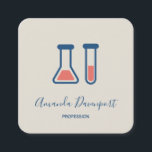 Beaker & Test Tube Science Themed Square Business Card<br><div class="desc">Business cards with a cute drawing of a test tube and beaker. Perfect for science types.</div>