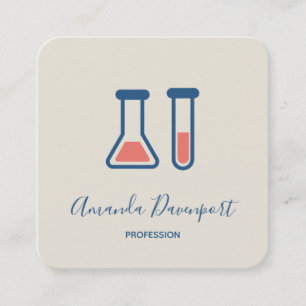 Beaker & Test Tube Science Themed Square Business Card