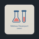Beaker & Test Tube Science Themed Square Business Card<br><div class="desc">Business cards with a cute drawing of a test tube and beaker. Perfect for science types.</div>
