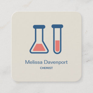 Beaker & Test Tube Science Themed Square Business Card