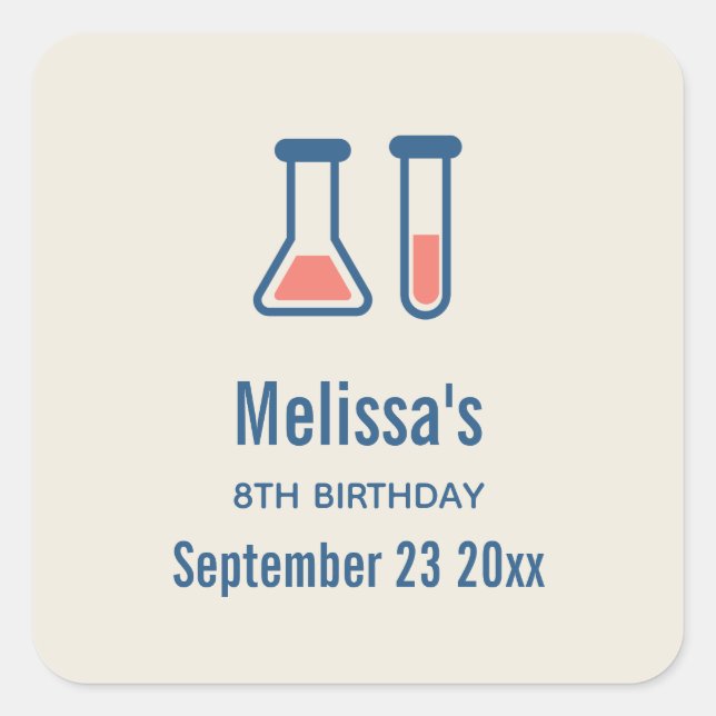 Beaker & Test Tube Science Themed Square Sticker (Front)