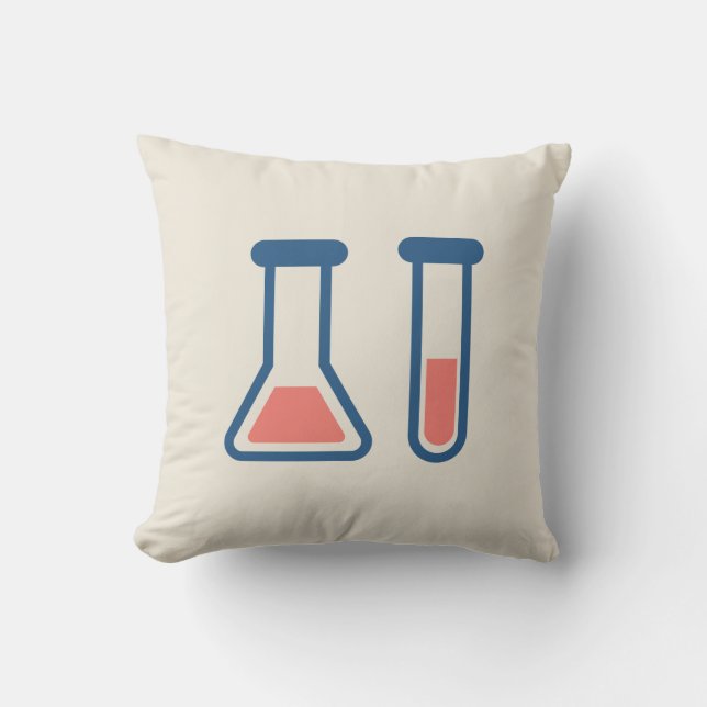 Beaker & Test Tube Science Themed Throw Pillow (Front)