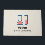 Beaker & Test Tube Science Themed Welcome Doormat<br><div class="desc">Welcome doormat with a cute drawing of a test tube and beaker. Perfect for science types.</div>