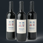 Beaker & Test Tube Science Themed Wine Label<br><div class="desc">Bottle labels with a cute drawing of a test tube and beaker. Perfect for science types.</div>