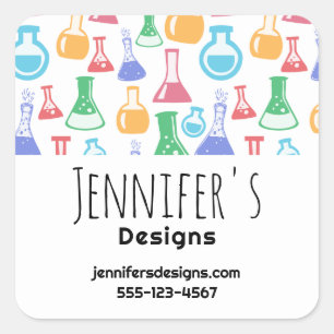 Beakers and Flasks Fun Pattern Business Square Sticker