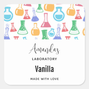 Beakers and Flasks Fun Pattern Candle Business Square Sticker