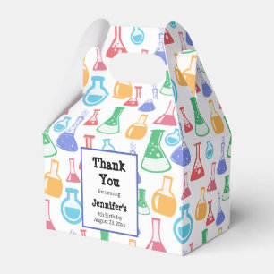 Beakers and Flasks Fun Science Pattern Birthday Favor Box