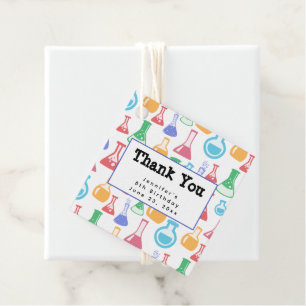 Beakers and Flasks Fun Science Pattern Birthday Favour Tags