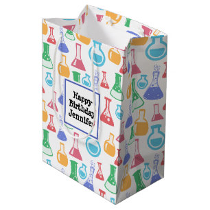 Beakers and Flasks Fun Science Pattern Birthday Medium Gift Bag