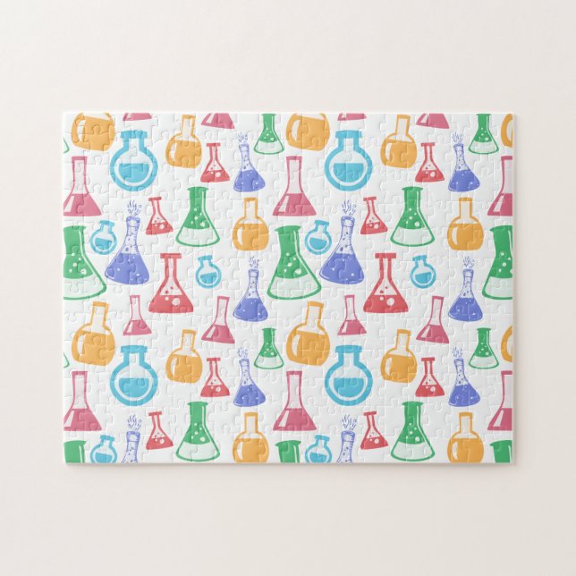 Beakers and Flasks Fun Science Pattern Jigsaw Puzzle (Horizontal)