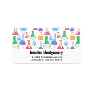 Beakers and Flasks Fun Science Pattern Label