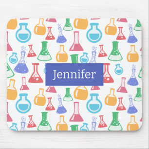 Beakers and Flasks Fun Science Pattern Mouse Pad