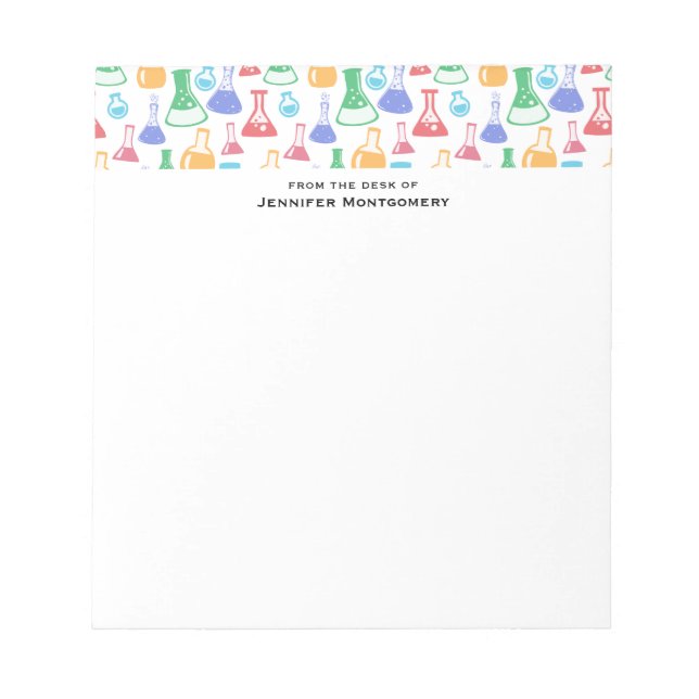 Beakers and Flasks Fun Science Pattern Notepad (Front)