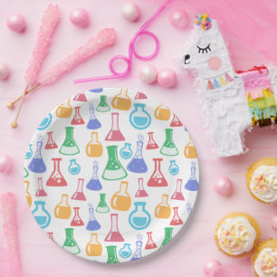 Beakers and Flasks Fun Science Pattern Paper Plate