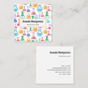 Beakers and Flasks Fun Science Pattern Square Business Card