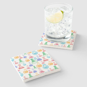 Beakers and Flasks Fun Science Pattern Stone Coaster