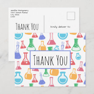 Beakers and Flasks Science Pattern Thank You Postcard