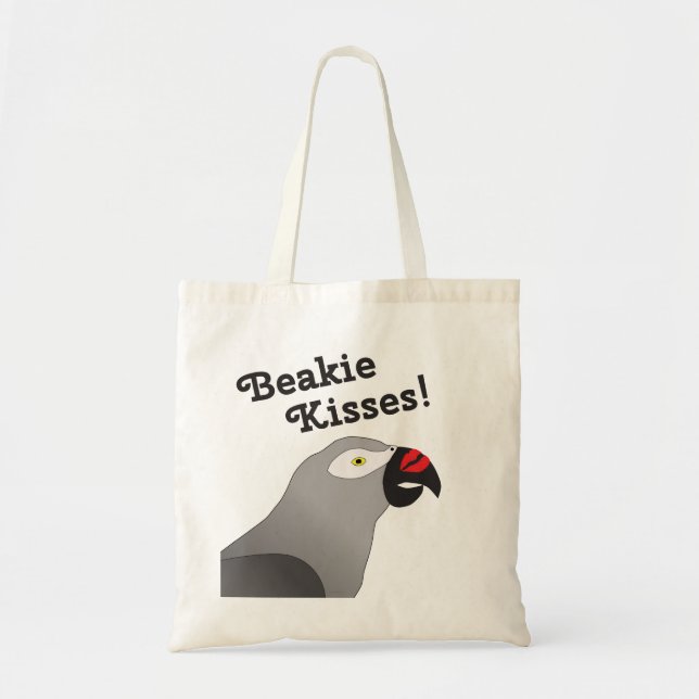 Beakie Kisses African Grey Parrot Tote Bag (Front)