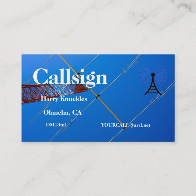 Beam Antenna on Red and White Tower Business Card (Front)