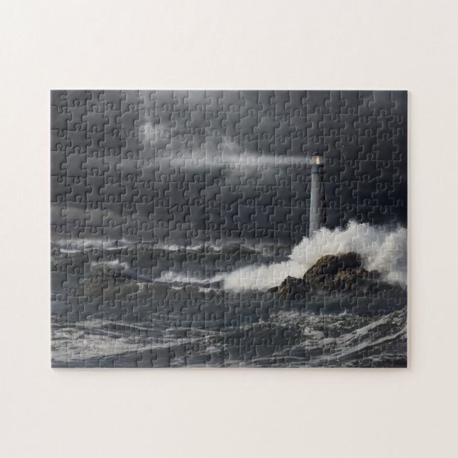 Beam of Light Shining into Stormy Ocean Jigsaw Puzzle (Horizontal)