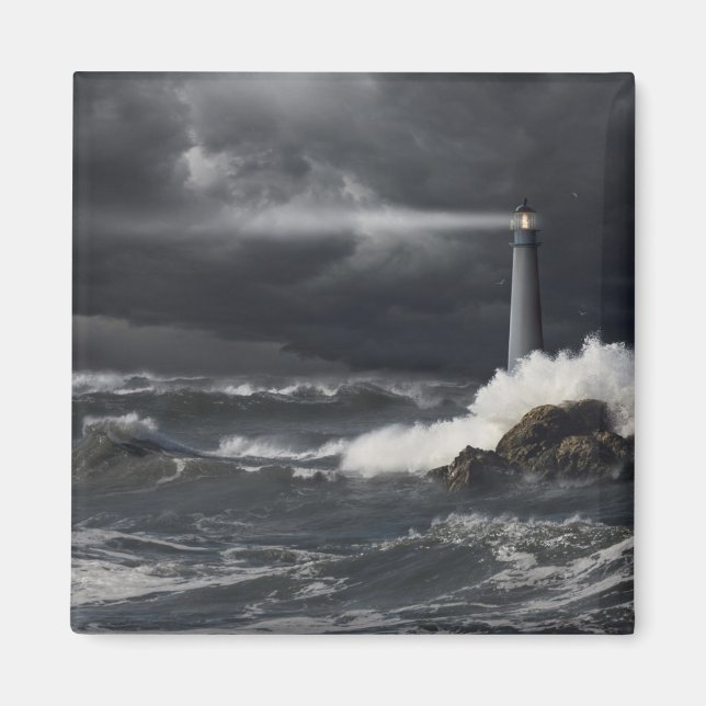 Beam of Light Shining into Stormy Ocean Magnet (Front)