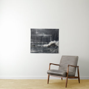 Beam of Light Shining into Stormy Ocean Tapestry