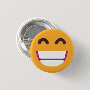 Beaming Face Smiling Eyes Cute Custom Colours Emoj 1 Inch Round Button