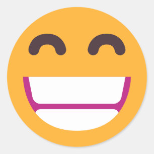 Beaming Face Smiling Eyes Cute Custom Colours Emoj Classic Round Sticker