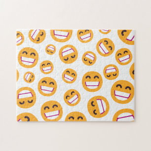 Beaming Face Smiling Eyes Cute Custom Colours Emoj Jigsaw Puzzle