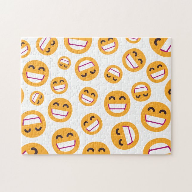 Beaming Face Smiling Eyes Cute Custom Colours Emoj Jigsaw Puzzle (Horizontal)