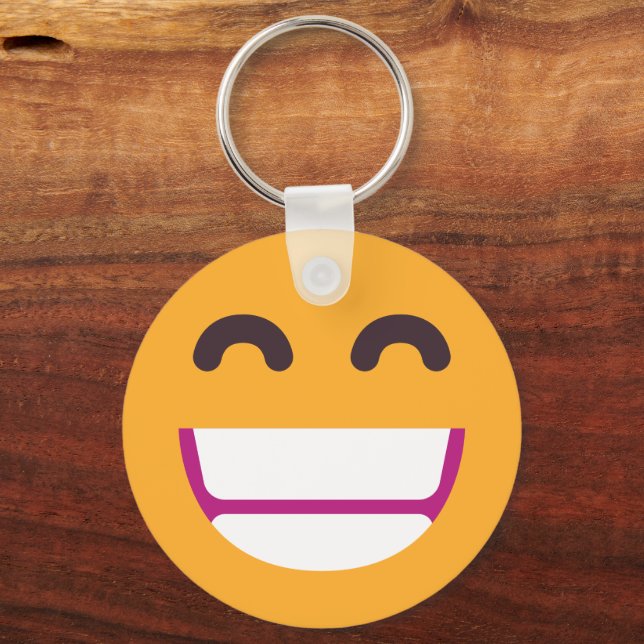 Beaming Face Smiling Eyes Cute Custom Colours Emoj Keychain (Front)