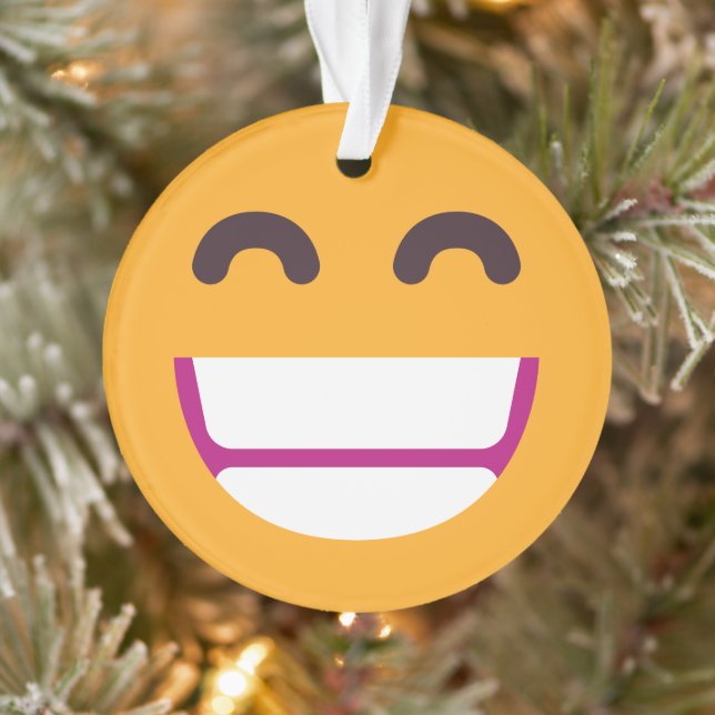 Beaming Face Smiling Eyes Cute Custom Colours Emoj Ornament (Tree)