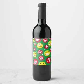 Beaming Face Smiling Eyes Emojis Green Red Custom Wine Label